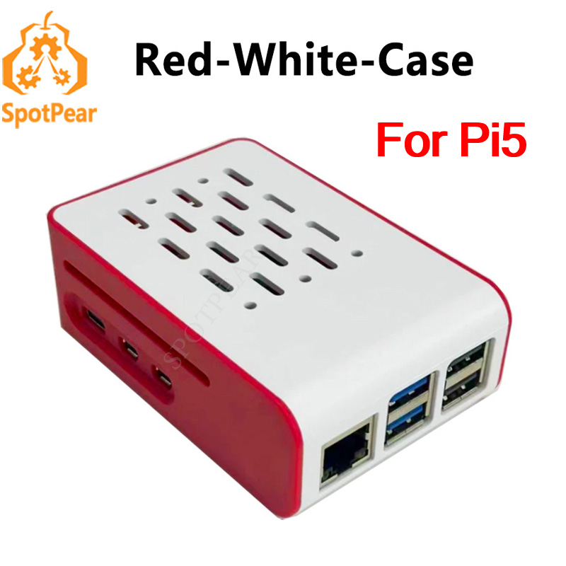 Pi 5 Case - Raspberry Pi 5 rood-witte koelbehuizing voor
