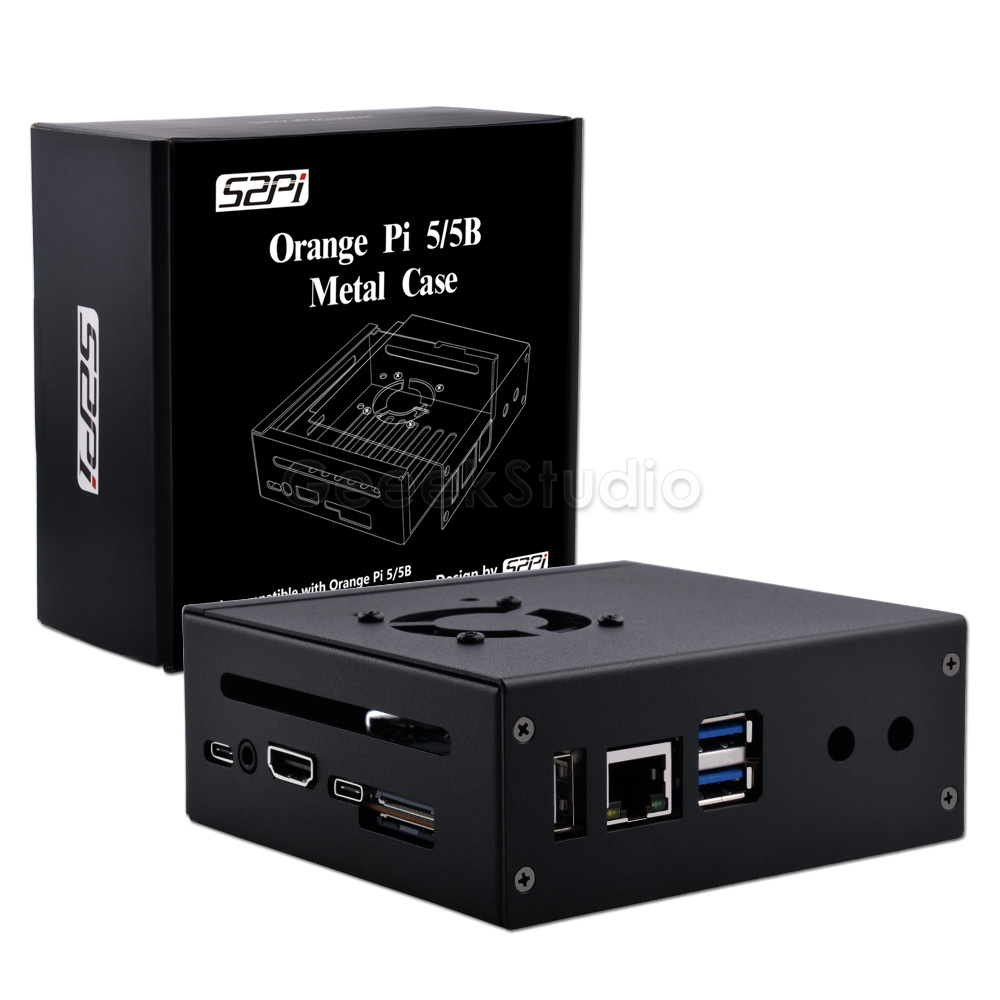 Pi 5 Case - Oranje Pi 5/5b Metalen Beschermhoes Enlosure