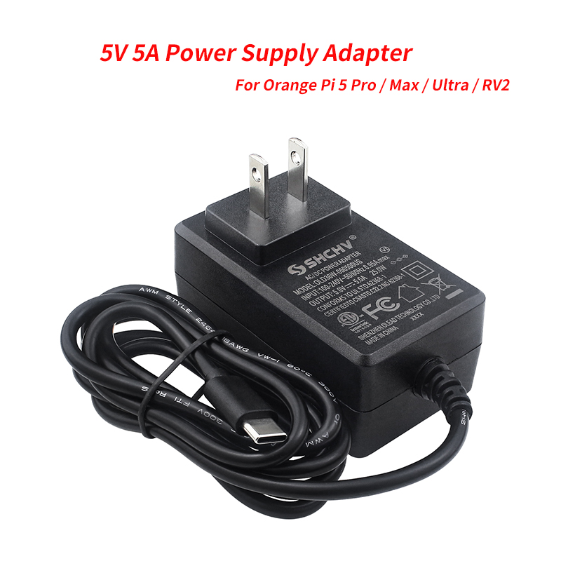 Pi Power Supply - 5V 5A voedingsadapter Type-C poortstekkeroplader Optioneel