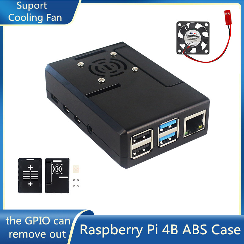 Pi 4 Case - Raspberry Pi ABS Behuizing Zwarte Kunststof