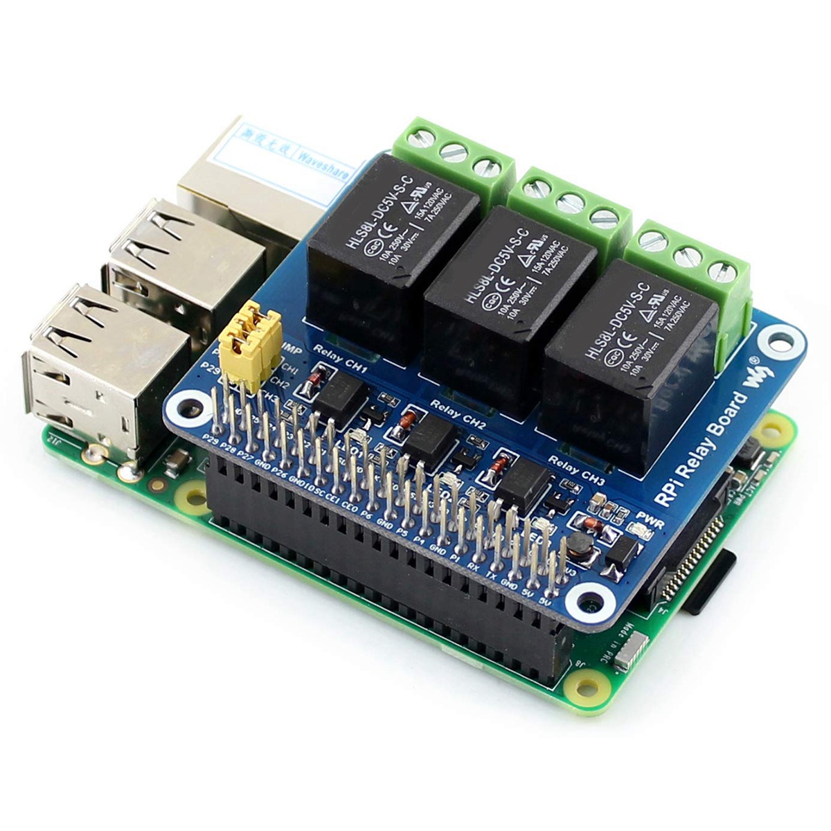 Waveshare 5V 3-kanaals relaism - Raspberry Pi Kit recensie en prijs
