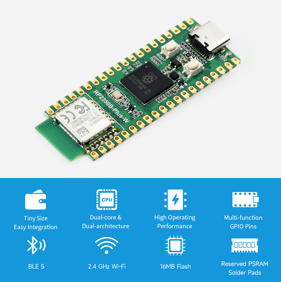 RP2350B Plus W Development Boa - Raspberry Pi Kit recensie en prijs